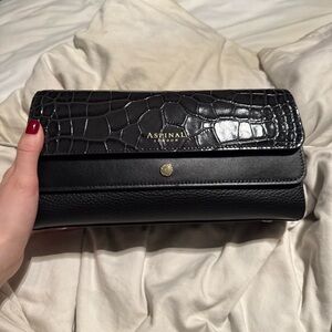 Aspinal of London Black Hampton Bag with 2 straps  DISCONTINUED